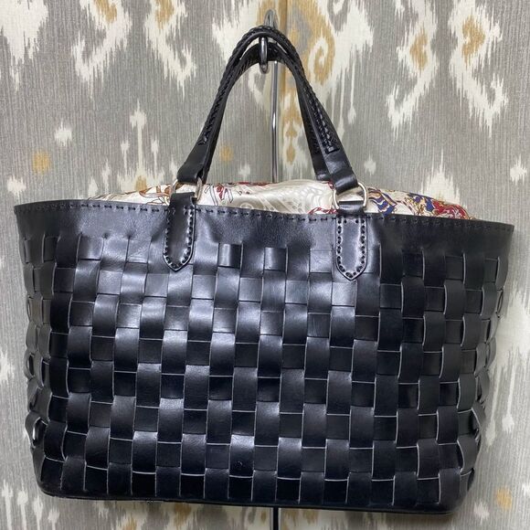 Ralph Lauren Black Calf Leather Basketweave Shopper Tote Hand Bag - Picture 10 of 16
